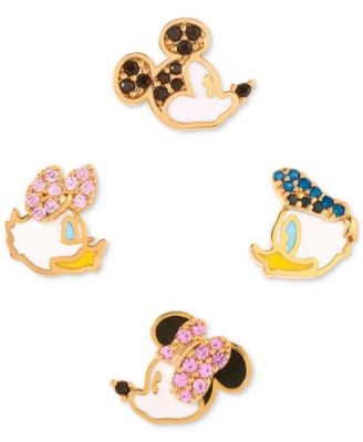 Girls Crew - 18k Gold-Plated 4-Pc. Set Color Crystal Disney Sweethearts Single Stud Earrings