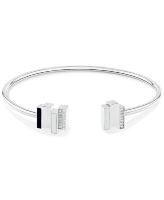 Tommy Hilfiger - Stainless Steel Pav&eacute; & Jet Zig Zag Cuff Bracelet