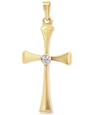 Macy's - Diamond Accent Polished Slim Cross Pendant