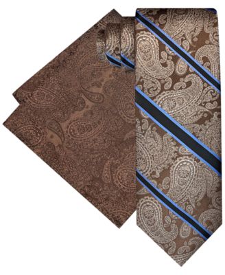 Steve Harvey - Men's Stripe Paisley Tie & Pocket Square Set