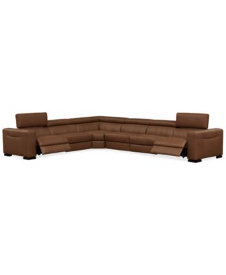 Furniture - 158" 6-Pc. Leather Sectional with 2 Power Recliners
