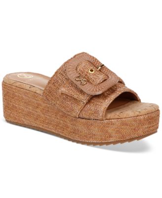 Sam and Libby - Crysta Buckled Platform Wedge Slide Sandals