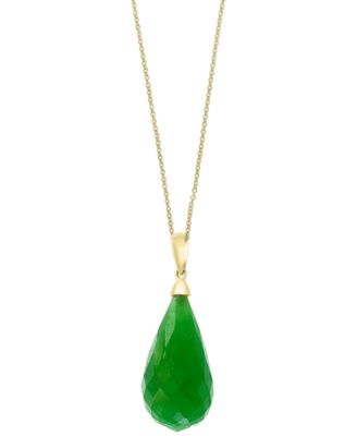 EFFY Collection - Dyed Jade Fancy-Cut Briolette 18" Pendant Necklace in 14k Gold