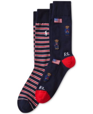 Polo Ralph Lauren - Men's 2-Pk. Americana Bear Socks