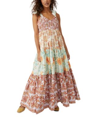 Free People - Women's Bluebell Cotton Mixed-Print Tiered Maxi Dress