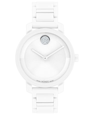 Movado - Women's Swiss Bold Evolution 2.0 White Ceramic Bracelet Watch 34mm