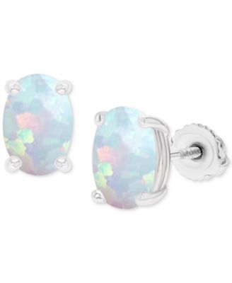 Macy's - Lab-Grown Opal Screw Back Closure Stud Earrings (5/8 ct. t.w.)
