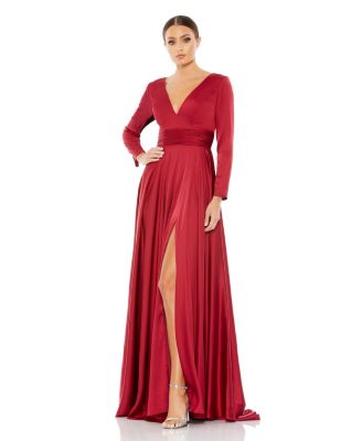 Mac Duggal - V-Neck Side-Slit Gown