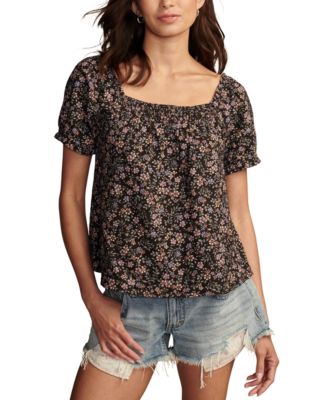 Lucky Brand - Women's Cotton Printed Short-Sleeve Top