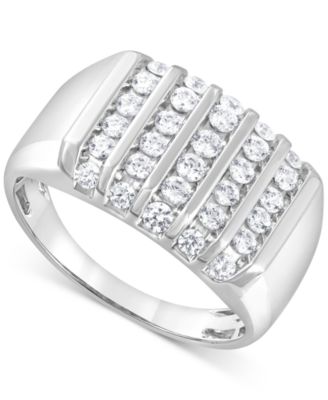 Macy's - Men's Diamond Multirow Cluster Ring (1 ct. t.w.) in 10k White Gold