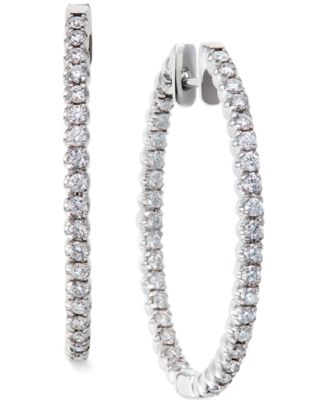 Macy's - Diamond Hoop Earrings in 14k White Gold (2 ct. t.w.)