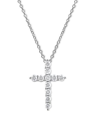 Macy's - Diamond Cross Pendant Necklace (1 ct. t.w.) in 14k White Gold