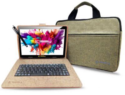 LINSAY - 10.1" Quad Core 1280x800 IPS Screen 2GB RAM Android 10 Tablet 32GB with Black Keyboard and Bag Pack