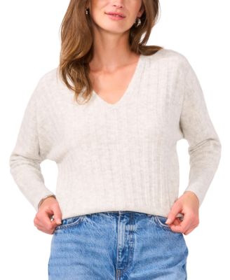Vince Camuto - Women's Ribbed V-Neck Dolman-Sleeve Sweater
