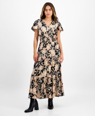 Tinsel - Petite Paisley-Print Long-Sleeve Maxi Dress