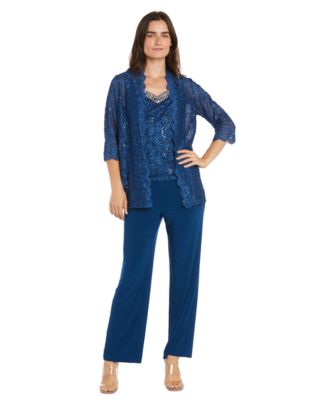 R & M Richards - Women's Embellished Jacket, Sleeveless Top and Pants Set