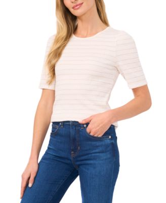 CeCe - Women's Metallic Striped Top