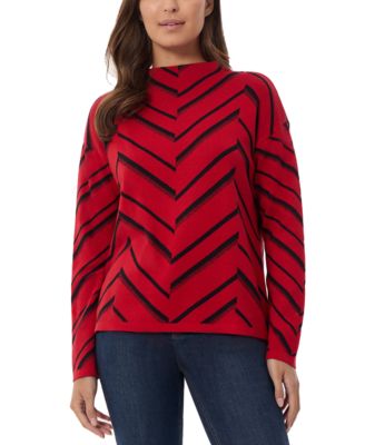Jones New York - Women's Chevron Mock-Neck Sweater