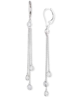 Ralph Lauren - Sterling Silver Cubic Zirconia & Chain Fringe Linear Drop Earrings