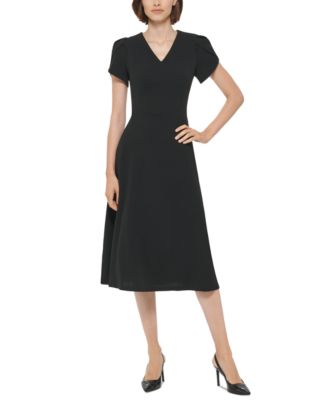 Calvin Klein - Women's Jewel-Neck Tulip-Sleeve Dress