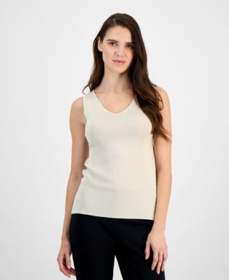 Anne Klein - Women's Fine-Rib V-Neck Tank