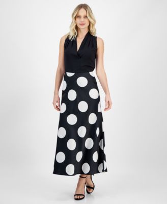 Anne Klein - Women's Dot-Print Pull-On Midi Skirt