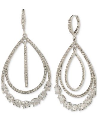 Givenchy - Silver-Tone Stone & Pav&eacute; Crystal Orbital Teardrop Drop Earrings