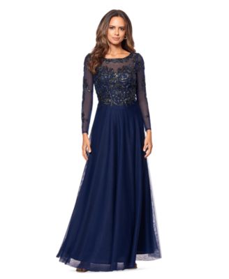 XSCAPE - Women's Boat-Neck Chiffon Fit & Flare Gown