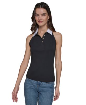 KARL LAGERFELD PARIS - Women's Collared Sleeveless Top