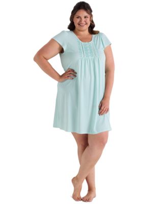 Miss Elaine - Plus Size Short-Sleeve Printed Short Gown