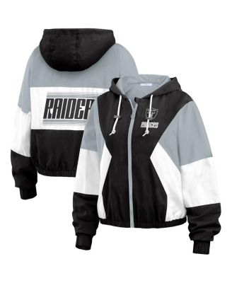 WEAR by Erin Andrews - Women's Black Las Vegas Raiders Color Block Full-Zip Windbreaker Jacket