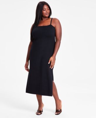 Bar III - Trendy Plus Size Spaghetti-Strap Knit Midi Dress