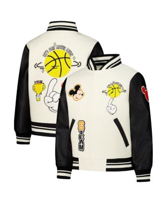 Freeze Max - Big Boys and Girls Mickey Mouse Cream Mickey Friends Let's Play Full-Zip Varsity Jacket