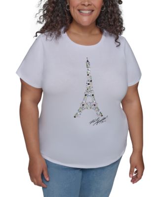 KARL LAGERFELD PARIS - Plus Size Embellished Eiffel Tower T-Shirt