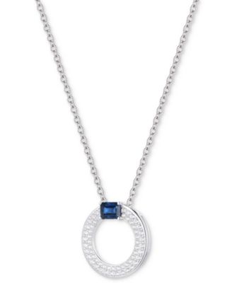 Macy's - Sapphire (1/4 ct. t.w.) & Diamond (1/4 ct. t.w.) Circular Pendant 18" Necklace in 14k White Gold