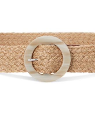 Lauren Ralph Lauren - Woven Jute Faux-Horn-Buckle Wide Belt