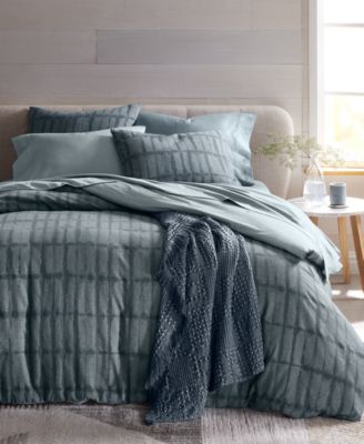 Oake - Indigo Stripe 3-Pc. Duvet Set, Full/Queen