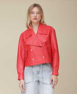 Avec Les Filles - Women's Double-Breasted Cropped Jacket