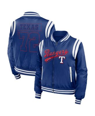 WEAR by Erin Andrews - Women's Royal Texas Rangers Football Bomber Jacket