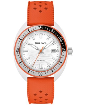 Bulova - Men's Classic Orange HNBR Rubber Strap Watch 41mm