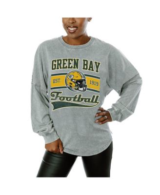 Gameday Couture - Women's  Gray Green Bay Packers Snow Wash Oversized Long Sleeve T-Shirt