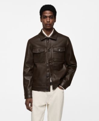 MANGO - Men's Pockets Detail Faux-Leather Jacket