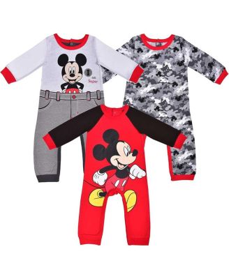 Children's Apparel Network - Baby Boys and Girls Mickey Mouse Red/Gray Sleeper Three-Pack