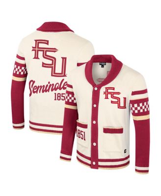 Colosseum - Men's and Women's  Cream Florida State Seminoles Wild Collective Button-Up Jacquard Sweater