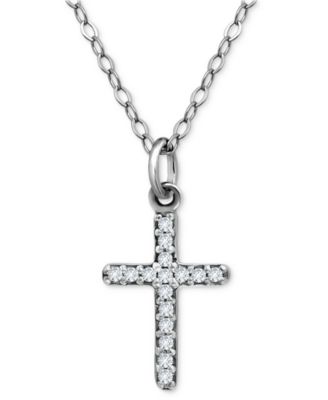 Giani Bernini - Cubic Zirconia Cross Pendant Necklace, 16" + 2" extender