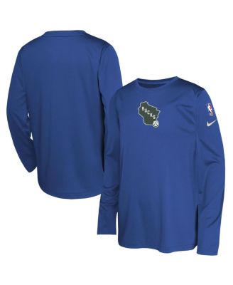 Nike - Big Boys and Girls Royal Milwaukee Bucks 2024/25 City Edition Pregame Performance Long Sleeve Shooting T-Shirt