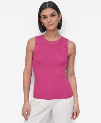 DKNY - Women's Cutout-Trim Sweater Tank