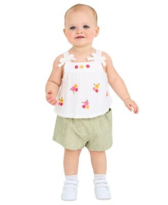 Rare Editions - Baby Girls Embroidered Top & Shorts, 2 Piece Set