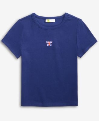 Epic Threads - Little & Big Girls Butterfly Embroidered Ribbed T-Shirt