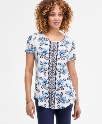 JM Collection - Women's Ariana Place Short-Sleeve Top